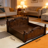 Lit pour chat en bois massif vintage personnalisé, lit surélevé pour chien avec pieds en bois et tapis orthopédiques