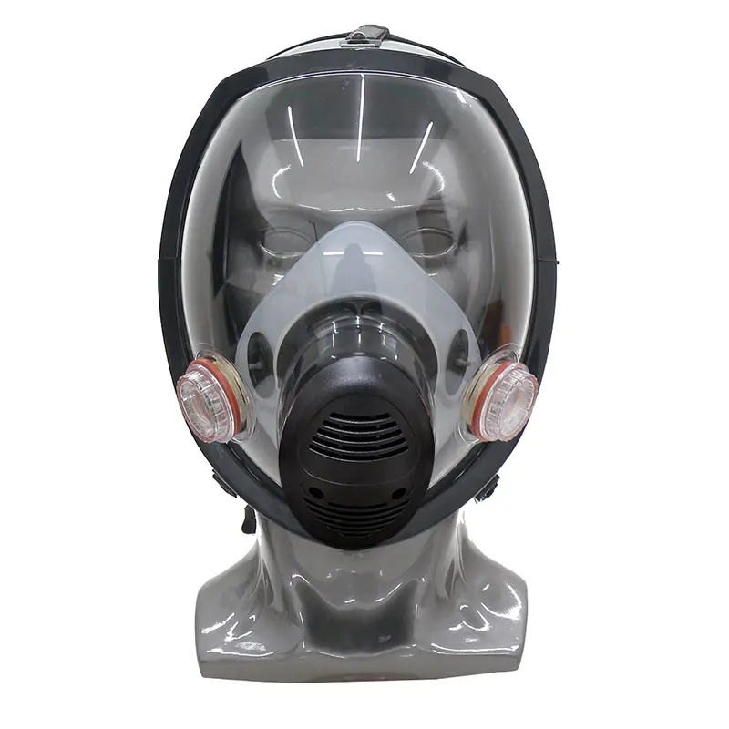 China Fabriek Volledig Gezicht Gasmasker Respirators Cartridge Dubbel Filter Industrieel Beschermend Chemisch Gasmasker