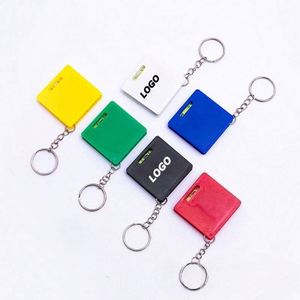 Porte-clés avec ruban à mesurer en acier miniature de 1 mètre avec logo personnalisé - Règle de poche personnalisée pour cadeaux promotionnels - Product Image 1