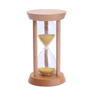 Wholesale Custom Logo 1/3/5/10/15/25 Min Wooden Glass Hourglass Jar Sand Timer For Home Decor