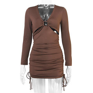 Commercio all'ingrosso della fabbrica primavera naturale Anti-rughe tinta tinta unita a maglia Casual manica lunga aderente da <span class=keywords><strong>sera</strong></span> Vintage sottile - Product Image 6