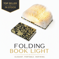 Lampe livre pliable à estampage à chaud doré, résistante aux déchirures, portable, veilleuse LED, impression personnalisée OEM, vente chaude, décoration intérieure, cadeau