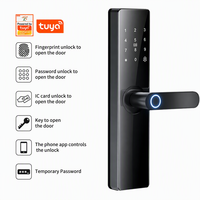 Serrure de porte intelligente 6-en-1 avec empreinte digitale, code, carte IC, application et compatibilité Tuya Cloud, multilingue, pour la sécurité domestique