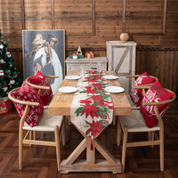Chemin de table et draperie de chevet en polyester et terylène jacquard floral teint et tissé, style américain, personnalisable, pour décoration de Noël à la maison