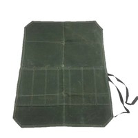 Sac à couteaux portable en toile vert armée, 7 pièces, durable, pour le camping, le rangement des ustensiles de cuisine