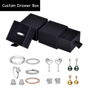 Custom Logo Embossed Sliding Drawer Jewelry <b>Gift</b> <b>Box</b> with Sponge Insert Rigid Packaging for Bracelets Necklaces <b>Earrings</b> - Product Image 2