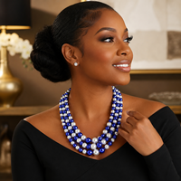 Chaîne de perles acryliques blanches et bleu roi, design grec tendance, pour femmes afro-américaines de la sororité Zeta Phi Beta, cadeau statement