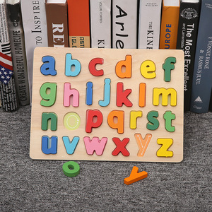 Offres spéciales en bois Alphabet numéro Puzzle bébé Puzzles cognitifs 3D main saisir Puzzle jouets en gros - Product Image 3