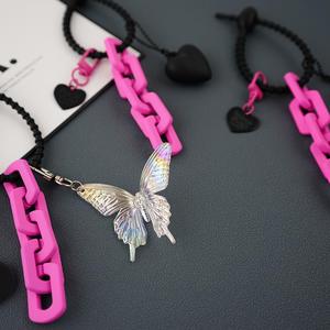 Porte-clés en forme de serre-câble pour filles, porte-clés mignon chiot et cœur, pendentif de sac, pendentif rouge rose, porte-clés au design original - Product Image 3