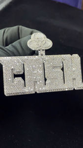 Colgante de Plata de Ley 925 de Primera Calidad con Diamantes, Brillo Espejo y Engaste Personalizado, Ideal para Regalo de Joyería Estilo Hip Hop - Product Image 5