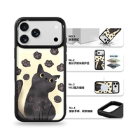 Coque de téléphone AG Feeling Black Edge avec motif griffe de chat doré pour iPhone 17, 17 Pro Max, 16 Pro, 15 – Coque magnétique