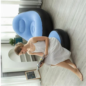 Canapé <span class=keywords><strong>gonflable</strong></span> de loisirs en PVC, design moderne, épaissi, pliable, pour extérieur, avec repose-pieds intégré et revêtement floqué - Product Image 5