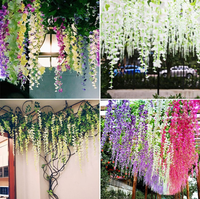 Guirlande de glycines artificielles en soie, m, fausse plante, pour un arc de mariage, pour décorer un mur