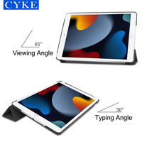 CYKE Nouvelle Coque pour Tablette 9e Génération en Cuir PU, Étui de Protection 10,2 Pouces pour Apple iPad 9 8 7 10.2 2021