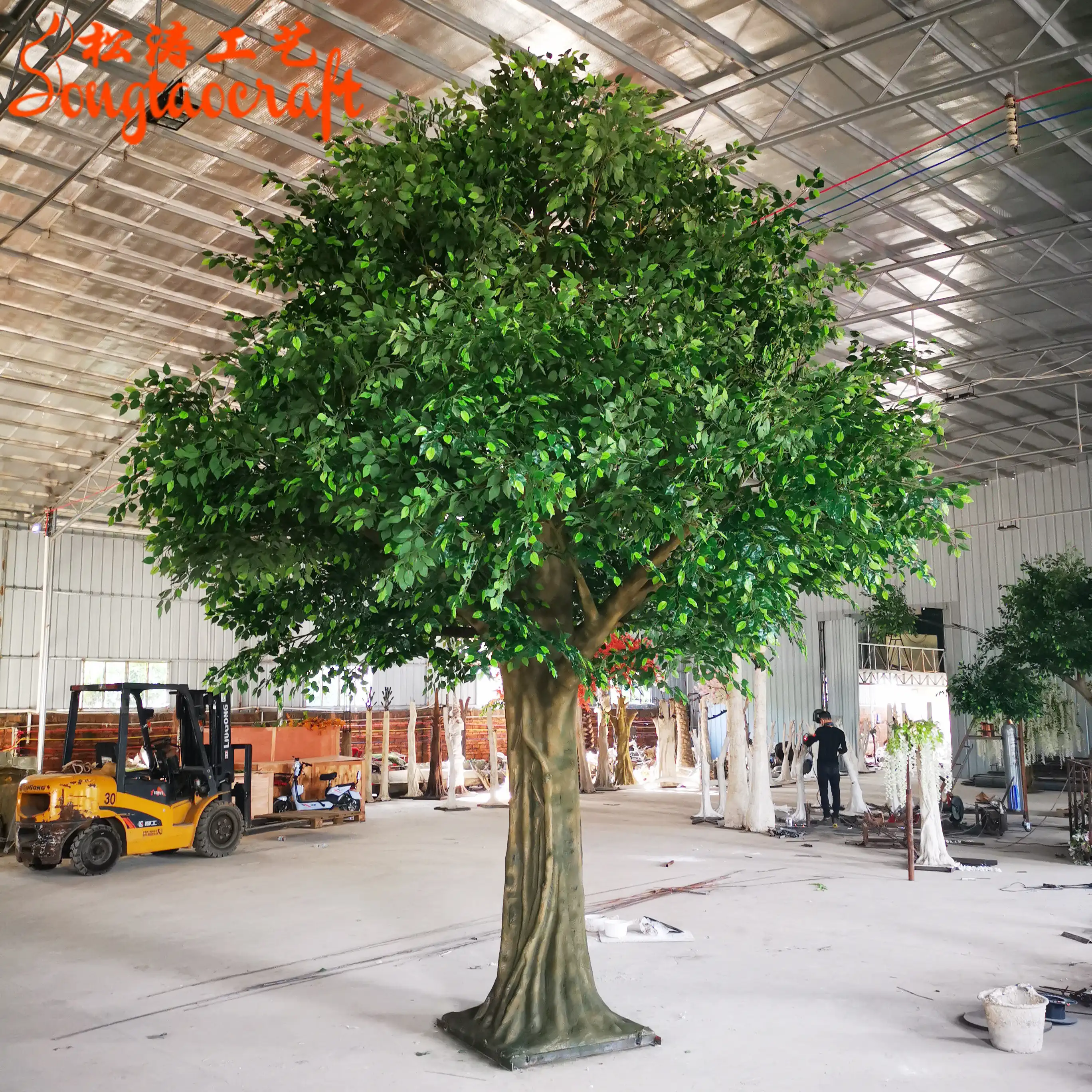 卸売屋内ガーデンホーム装飾5Mビッグシェードフェイクバンヤンオークツリー人工イチジクの木