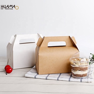 Portable Handle Kraft Paper Takeout <b>Box</b> Custom Printed Foldable Food Packaging <b>Box</b> For Cake Cookie <b>Dessert</b> Snack Gift Packaging - Product Image 2
