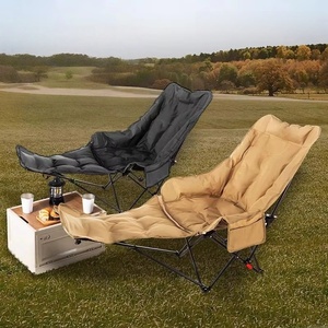 Lightweight Portable Cotton <strong>Moon</strong> <strong>Chair</strong> with Three-Gear Reclining Nap Outdoor Furniture on Metal Frame Foldable for Camping - Product Image 1