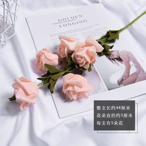 Ramo de Rosas Artificiales de Espuma PE, Decoraciones para Bodas, Alta Simulación, Accesorios para Fotografía en Casa, Color Champán, Café, Marrón, Malva, Blanco - Product Image 3