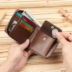 Hochwertige kurze Brieftasche mit Reiß verschluss für Männer Fotoclip Bankkarte halter Brieftaschen Clutch Coin Purse