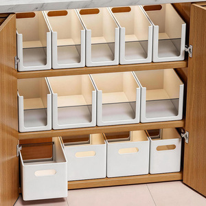 Plastic Storage <b>Bins</b> <b>Rectangle</b> White Kitchen Cabinet Organizer Drawer Container For Snacks And Miscellaneous Items - Product Image 1