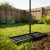 Râteau de jardin réglable en acier inoxydable durable de 17*10 pouces pour le nivellement du sol de la pelouse de la cour