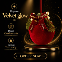 Boules de Noël en velours rouge à suspendre