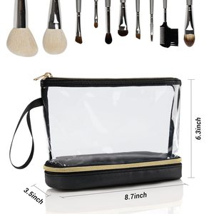 Diamante modello doppio strato organizzatore in PVC alla moda impermeabile da viaggio custodia per il trucco Pu <span class=keywords><strong>borsa</strong></span> di bellezza per la conservazione di cosmetici - Product Image 2
