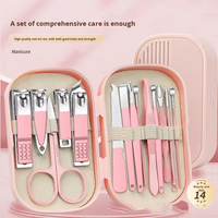 Ensemble de coupe-ongles professionnel en acier inoxydable 8/14 pièces |   Outils de manucure et de pédicure portables avec boîte de rangement