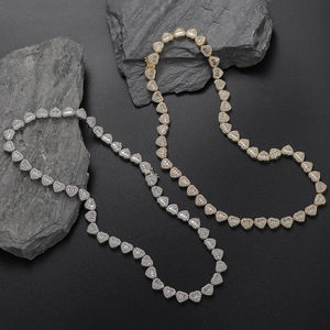 Collana tennis <span class=keywords><strong>a</strong></span> forma di cuore da 8 mm in rame intarsiato con zirconi, collana di tendenza impilabile per coppie, stile amore. - Product Image 1