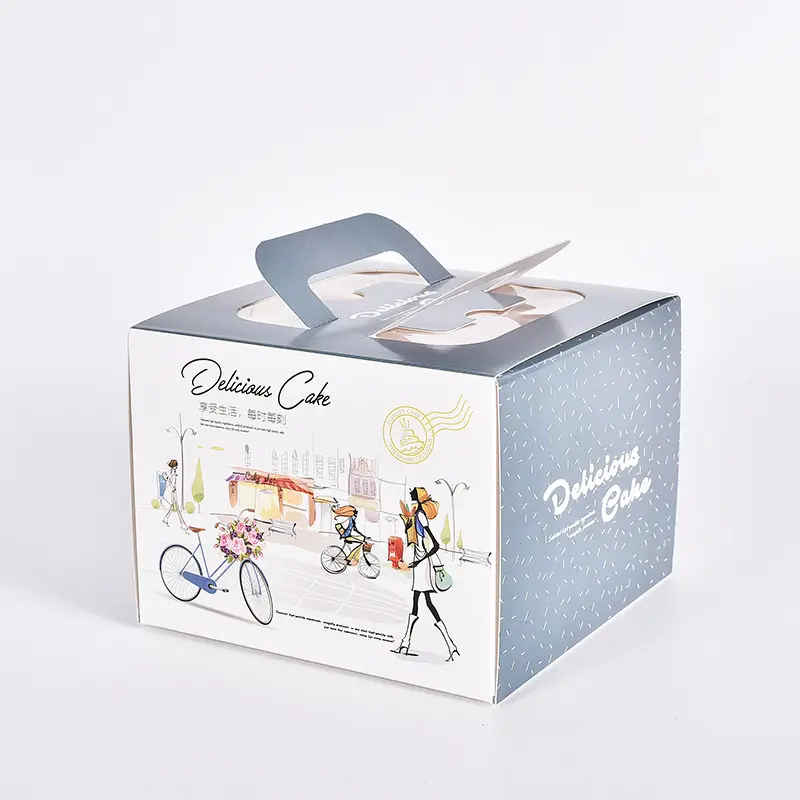 Çin fabrika teslim özel damgalama Logo doğum günü pastası kağıt kutuları Take-out kek ambalajı kutuları