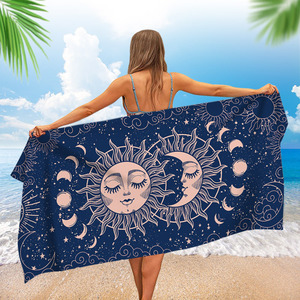 Toalla de playa con estampado de sol y luna celestial, estilo bohemio, mandala, <span class=keywords><strong>tarot</strong></span>, cielo estrellado, manta de playa de microfibra, ligera, de secado rápido, para natación - Product Image 5