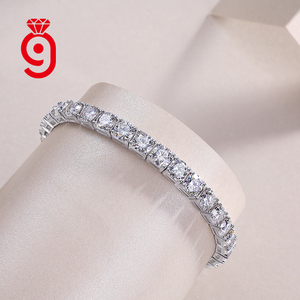 Bracciale Tennis moda 5mm VVS Moissanite con diamanti lusso da donna <span class=keywords><strong>uomo</strong></span> oro <span class=keywords><strong>925</strong></span> argento Sterling Unisex bracciale gioielli in Mossanite - Product Image 3