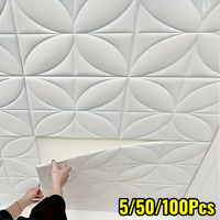 Autocollant mural 3D en mousse auto-adhésif imperméable pour plafond, facile à coller, facile à nettoyer, pour salon, salle de bain, couloir