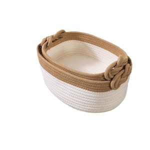 Foldable Cotton Storage <b>Basket</b> 2 Piece Set Rectangle Shape For Cosmetics Snacks Laundry Clothing Organizer - Product Image 5