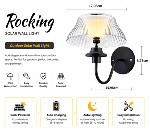 Lampada Solare <span class=keywords><strong>da</strong></span> <span class=keywords><strong>Giardino</strong></span> e <span class=keywords><strong>da</strong></span> Parete - Luce Decorativa per Esterni, Ricarica e Accensione Automatica, Impermeabile - Product Image 5