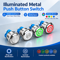 Bouton-poussoir électronique en métal de 12 mm, symbole klaxon, momentané, 12 V 24 V, éclairé par LED, étanche IP65, pour voiture, moto, bateau, camion