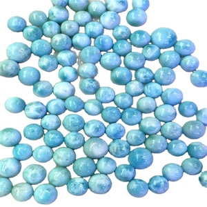 Larimar-cabuchón azul cielo Natural del Mar Caribe, parte trasera plana, pulido a mano, Larimar auténtico - Product Image 2