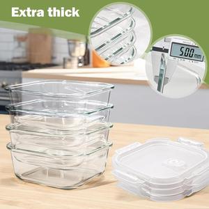 New Design BPA-Free Glass Storage Container Box <b>Set</b> with Glass Lid Kitchen Glass Baking Tray Oven Heating - Product Image 3