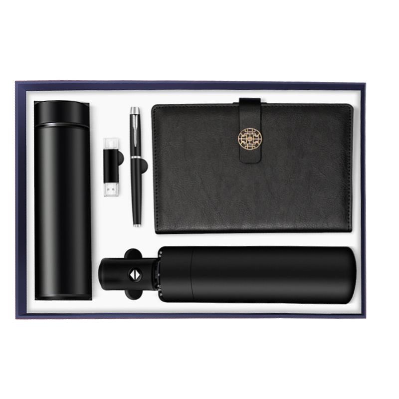 Custom Logo Office Business Jubileum Cadeau Promotionele Vaccum Fles Pen Notebook Paraplu Corporate Luxe Cadeau Set