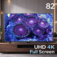TV UHD Layar Penuh Tanpa Bingkai 82 Inci Kontrol Suara 4K dengan Dudukan Meja, Televisi Android LED LCD Pintar 82"