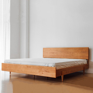 Modern Minimalist Wooden Platform <b>Bed</b> Eco-Friendly Solid Wood Bedroom Furniture <b>Double</b> Size - Product Image 1