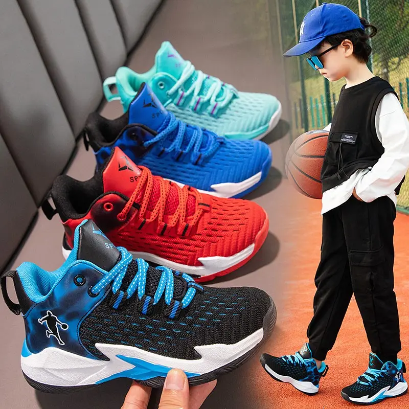 Zapatillas deportivas de baloncesto para niños, calzado para correr, transpirable, antideslizante, para jóvenes