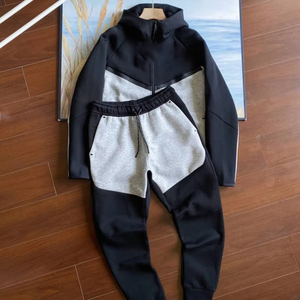 테크 플리스 새로운 로고 테크 플리스 후디 재킷 조깅 투피스 세트 세트 스포츠웨어 캐주얼 운동복 정장 - Product Image 3