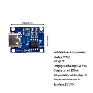 TP4056 1A แบตเตอรี่ลิเธียมโมดูลชาร์จ TYPE-C มินิ ไมโคร ยูเอสบีป้องกัน 18650 - Product Image 4