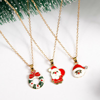 Collier tendance pour femme de bureau, thème Noël, avec pendentifs rennes, Père Noël, clochettes en alliage, cadeau