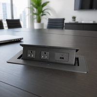 Prise de courant encastrée escamotable en alliage d'aluminium avec 2 prises AC et 1 port USB-C pour table de salle de réunion et bureau