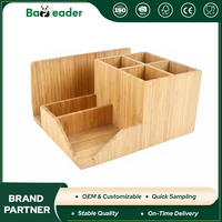 Organisateur de bureau simple en bambou naturel, support pour stylos, porte-documents, rangement de bureau, papeterie, maison, bureau, école, directement de l'usine