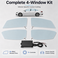Película Inteligente PDLC para Automóviles, Kit de 4 Ventanas con Controlador, Película de Privacidad Conmutable de Corte Personalizado para Ventanas Laterales de Automóviles