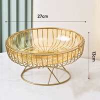 Corbeille à fruits en gros avec cadre en fer doré et bol intérieur en plastique amovible – Panier de présentation pour fruits, légumes et collations à domicile