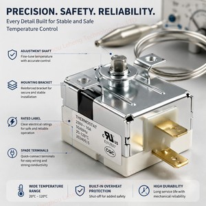 <span class=keywords><strong>Thermostat</strong></span> WHD-320H 50-320 <span class=keywords><strong>degrés</strong></span>, régulateur de température rotatif réglable pour appareils électriques, friteuses et fours - Product Image 2